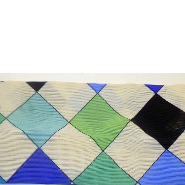 Vintage Emilio Pucci Pile Headband Blue Green White Harlequin Pattern